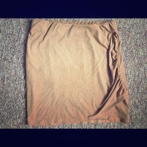Faux suede camel color fitted skirt